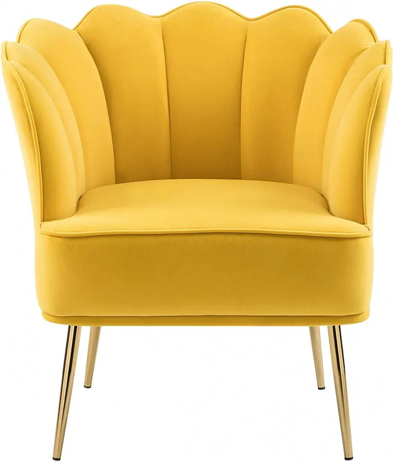 Meridian Furniture - Jester Velvet Accent Chair In Yellow - 516Yellow - ATL FURNITURE