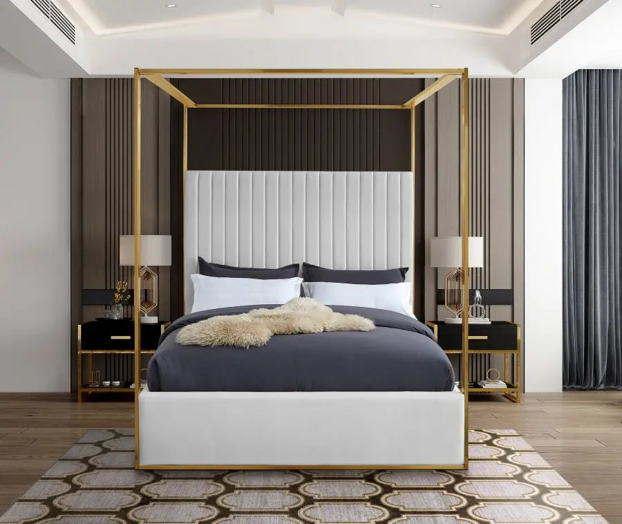 Jones Faux Leather Bed In White - Joneswhite-K - ATL FURNITURE