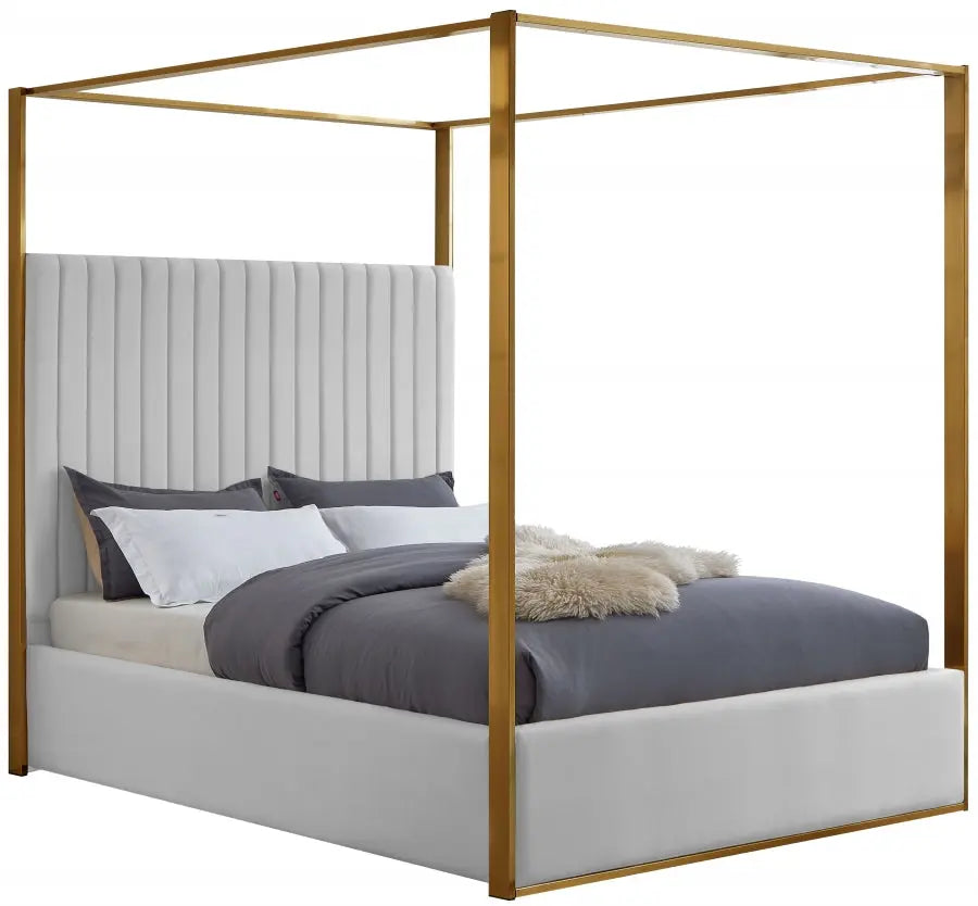 Jones Faux Leather Queen Bed In White - Joneswhite-Q - ATL FURNITURE
