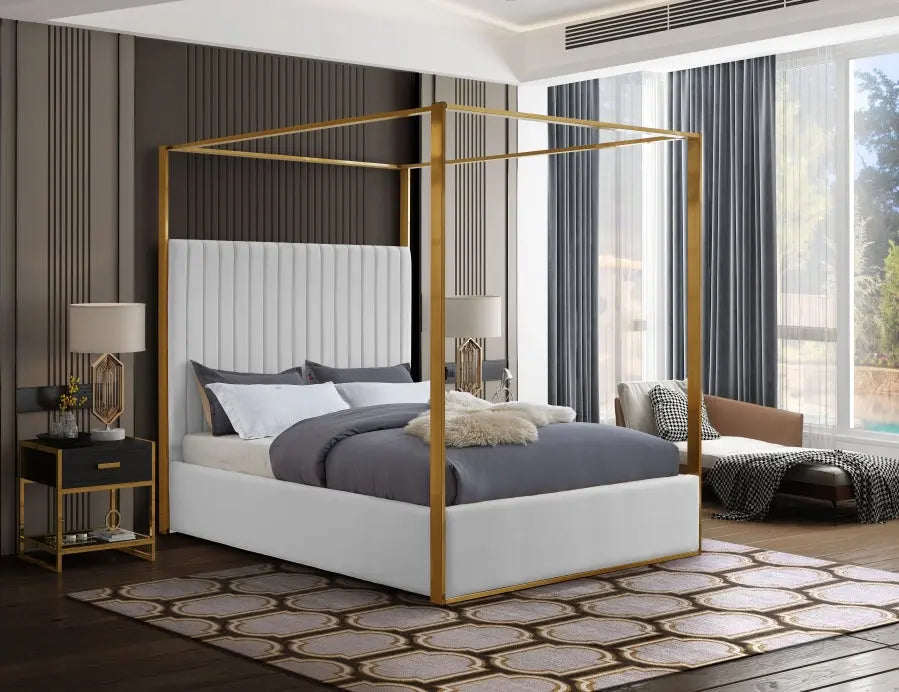 Jones Faux Leather Queen Bed In White - Joneswhite-Q - ATL FURNITURE