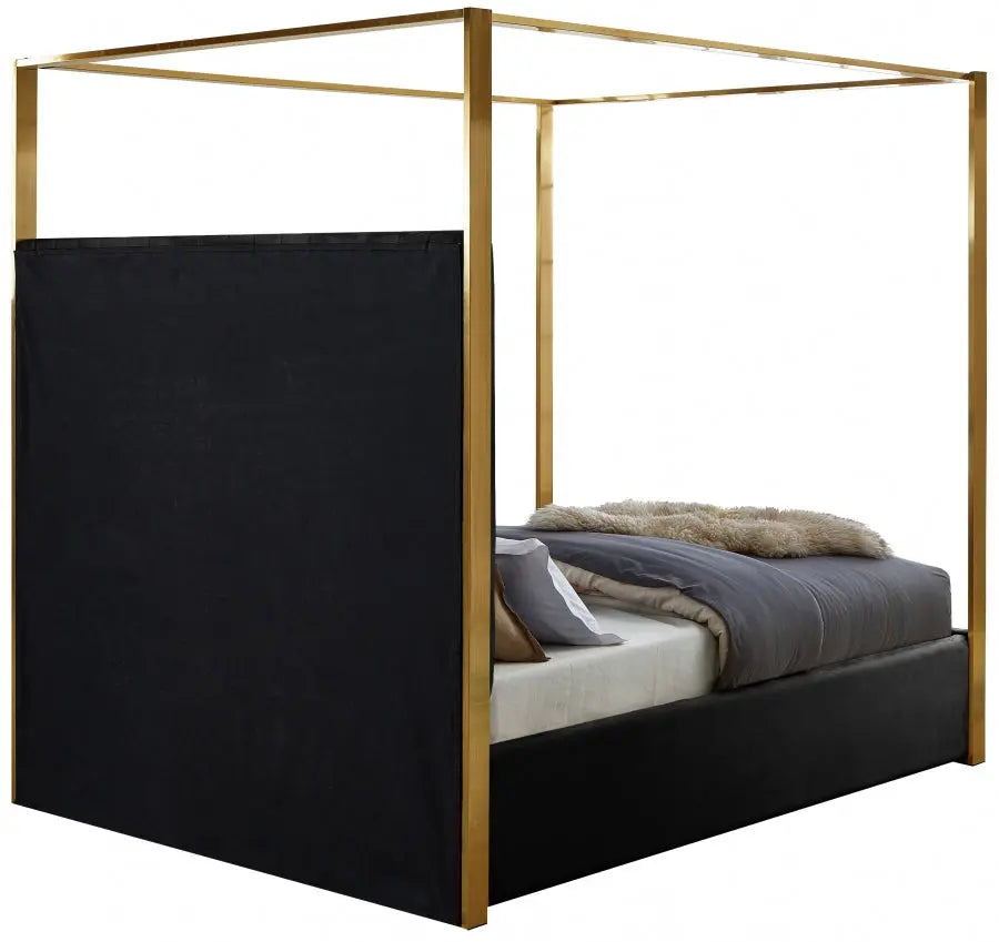 Meridian Furniture - Jones Velvet Queen Bed In Black - Jonesblack-Q - ATL FURNITURE