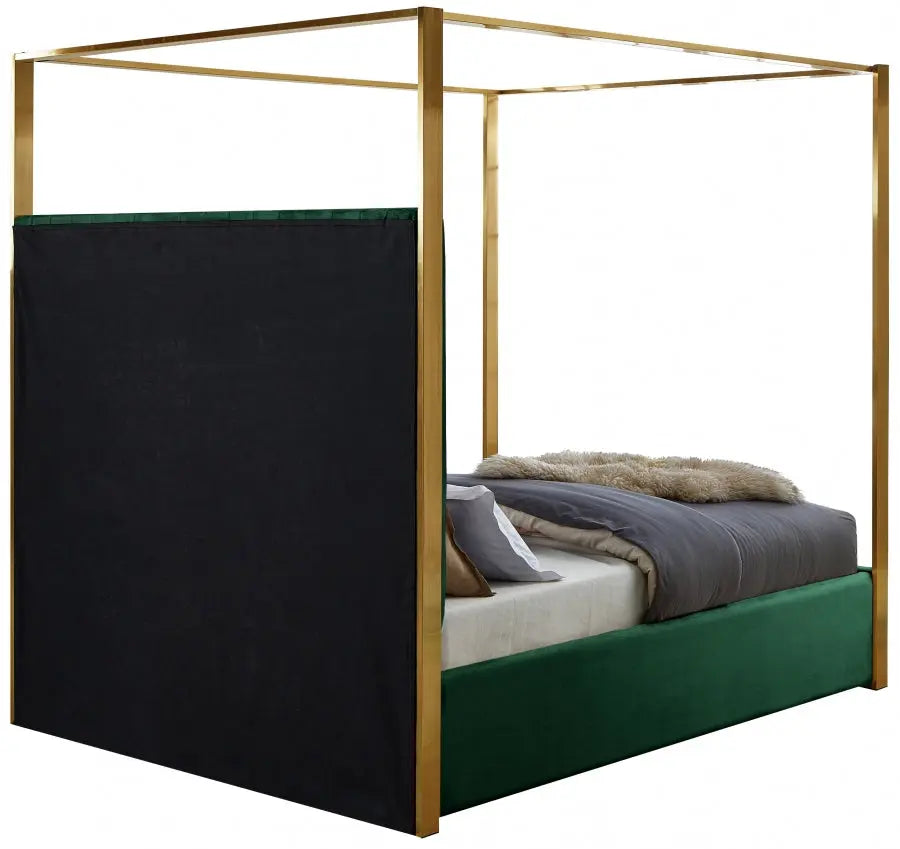 Meridian Furniture - Jones Velvet Queen Bed In Green - Jonesgreen-Q - ATL FURNITURE