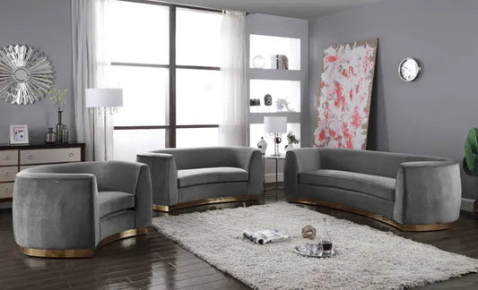 Meridian Furniture - Julian 3 Piece Living Room Set In Grey - 620Grey-S-3Set - ATL FURNITURE