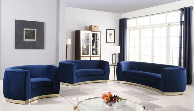 Meridian Furniture - Julian 3 Piece Living Room Set In Navy - 620Navy-S-3Set - ATL FURNITURE