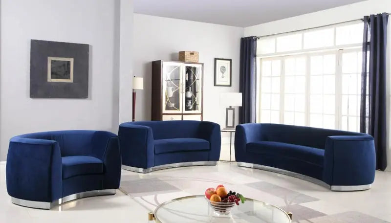 Meridian Furniture - Julian 3 Piece Living Room Set In Navy - 621Navy-S-3Set - ATL FURNITURE