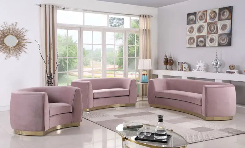 Meridian Furniture - Julian 3 Piece Living Room Set In Pink - 620Pink-S-3Set - ATL FURNITURE