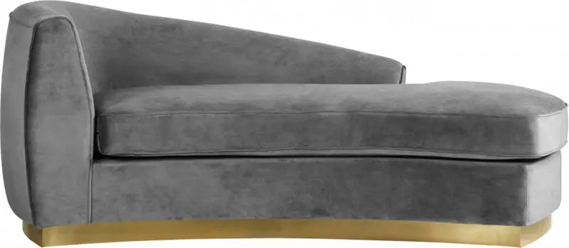 Meridian Furniture - Julian Velvet Chaise Lounge In Grey - 620Grey-Chaise - ATL FURNITURE