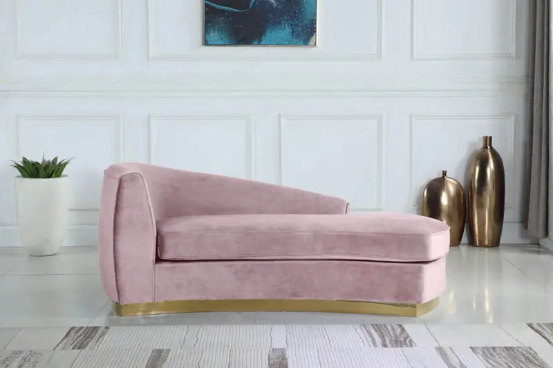 Meridian Furniture - Julian Velvet Chaise Lounge In Pink - 620Pink-Chaise - ATL FURNITURE