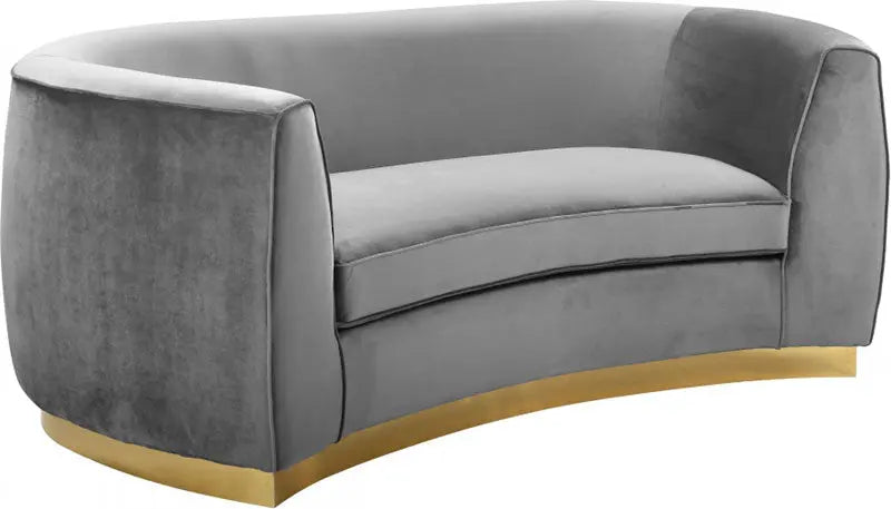 Meridian Furniture - Julian Velvet Loveseat In Grey - 620Grey-L - ATL FURNITURE