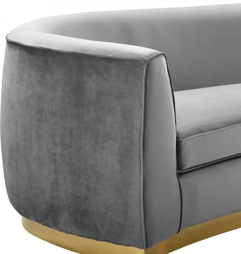 Meridian Furniture - Julian Velvet Loveseat In Grey - 620Grey-L - ATL FURNITURE