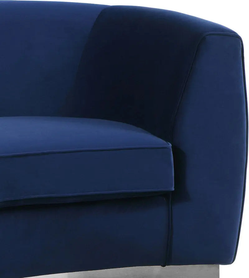 Meridian Furniture - Julian Velvet Loveseat In Navy - 621Navy-L - ATL FURNITURE