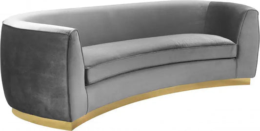 Meridian Furniture - Julian Velvet Sofa In Grey - 620Grey-S - ATL FURNITURE