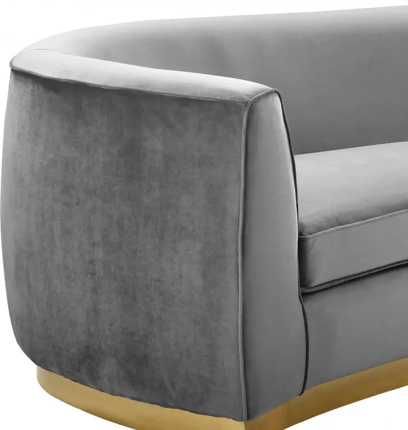 Meridian Furniture - Julian Velvet Sofa In Grey - 620Grey-S - ATL FURNITURE