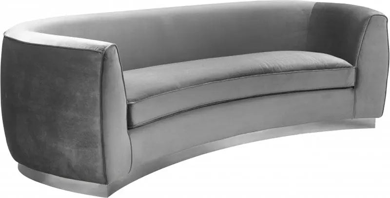 Meridian Furniture - Julian Velvet Sofa In Grey - 621Grey-S - ATL FURNITURE