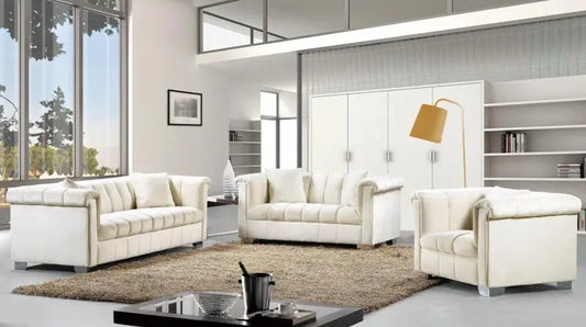 Meridian Furniture - Kayla 3 Piece Living Room Set In Cream - 615Cream-S-3Set - ATL FURNITURE