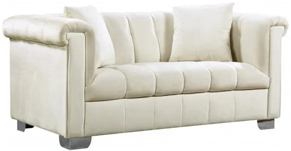 Meridian Furniture - Kayla 3 Piece Living Room Set In Cream - 615Cream-S-3Set - ATL FURNITURE