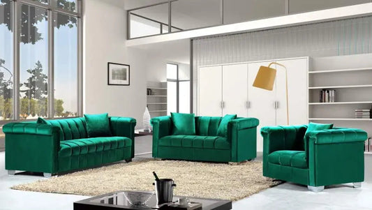 Meridian Furniture - Kayla 3 Piece Living Room Set In Green - 615Green-S-3Set - ATL FURNITURE