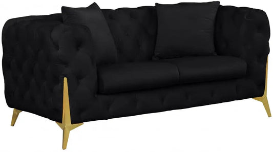 Meridian Furniture - Kingdom Velvet Loveseat In Black - 695Black-L - ATL FURNITURE