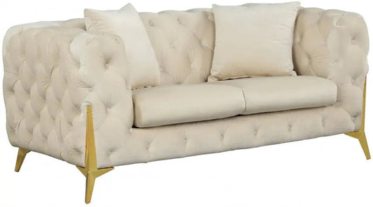 Meridian Furniture - Kingdom Velvet Loveseat In Cream - 695Cream-L - ATL FURNITURE