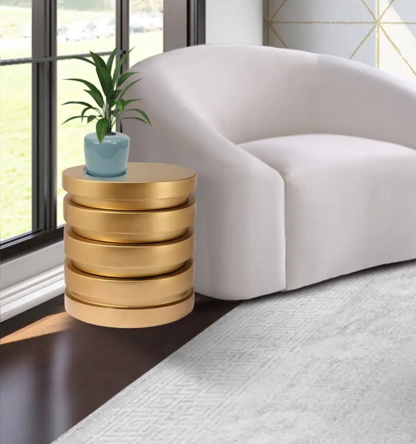 Meridian Furniture - Levels End Table In Brushed Gold - 299-Et - ATL FURNITURE