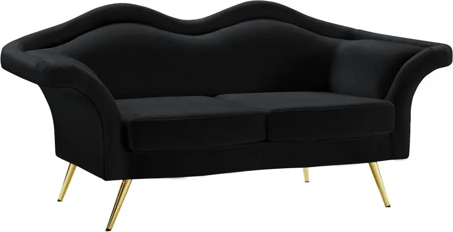 Meridian Furniture - Lips Velvet Loveseat In Black - 607Black-L - ATL FURNITURE