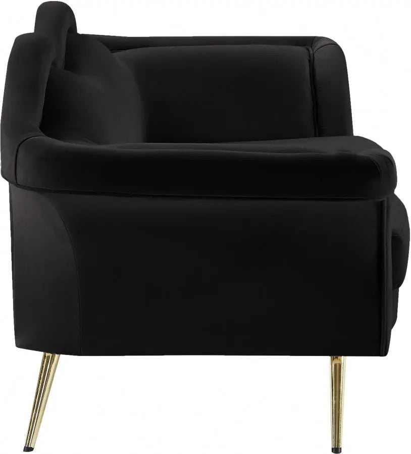 Meridian Furniture - Lips Velvet Loveseat In Black - 607Black-L - ATL FURNITURE