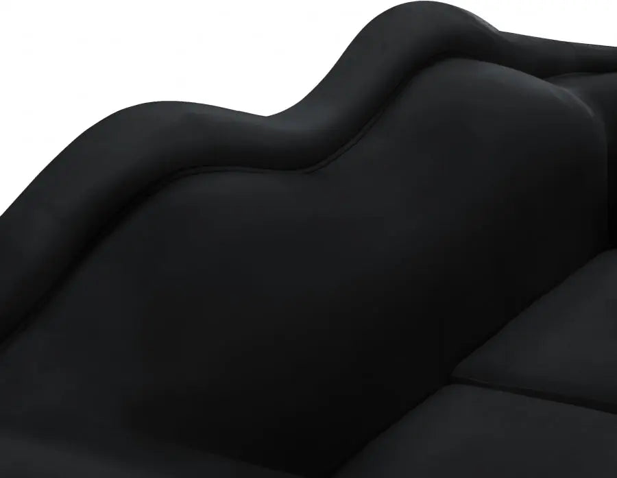 Meridian Furniture - Lips Velvet Loveseat In Black - 607Black-L - ATL FURNITURE