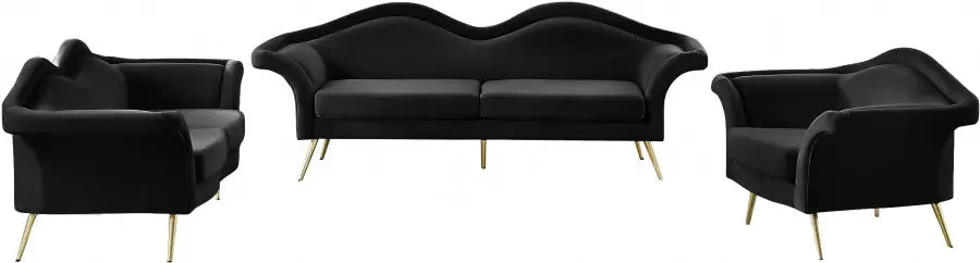 Meridian Furniture - Lips Velvet Loveseat In Black - 607Black-L - ATL FURNITURE