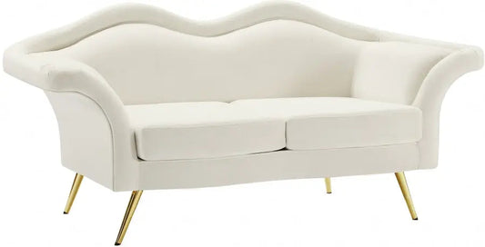 Meridian Furniture - Lips Velvet Loveseat In Cream- 607Cream-L - ATL FURNITURE