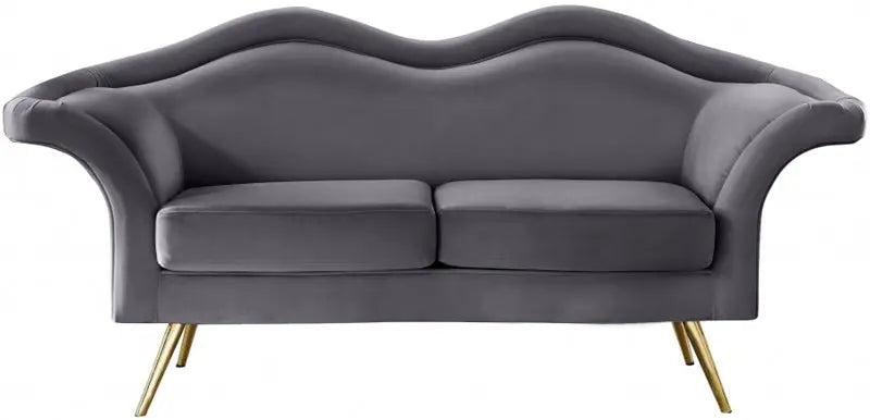 Meridian Furniture - Lips Velvet Loveseat In Grey - 607Grey-L - ATL FURNITURE