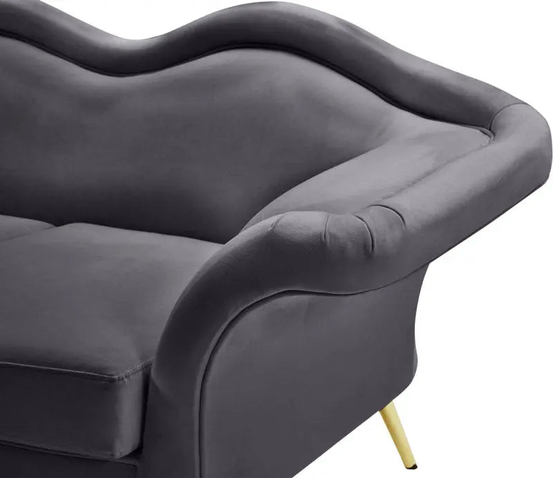 Meridian Furniture - Lips Velvet Loveseat In Grey - 607Grey-L - ATL FURNITURE