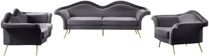 Meridian Furniture - Lips Velvet Loveseat In Grey - 607Grey-L - ATL FURNITURE