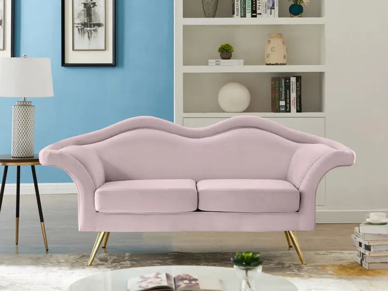 Meridian Furniture - Lips Velvet Loveseat In Pink - 607Pink-L - ATL FURNITURE