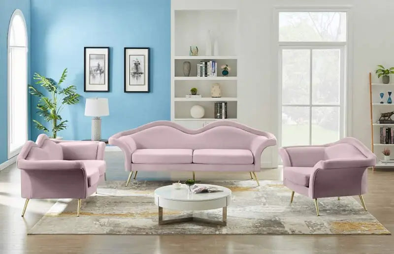 Meridian Furniture - Lips Velvet Loveseat In Pink - 607Pink-L - ATL FURNITURE