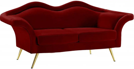 Meridian Furniture - Lips Velvet Loveseat In Red - 607Red-L - ATL FURNITURE