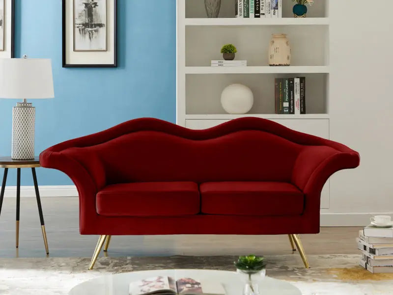 Meridian Furniture - Lips Velvet Loveseat In Red - 607Red-L - ATL FURNITURE