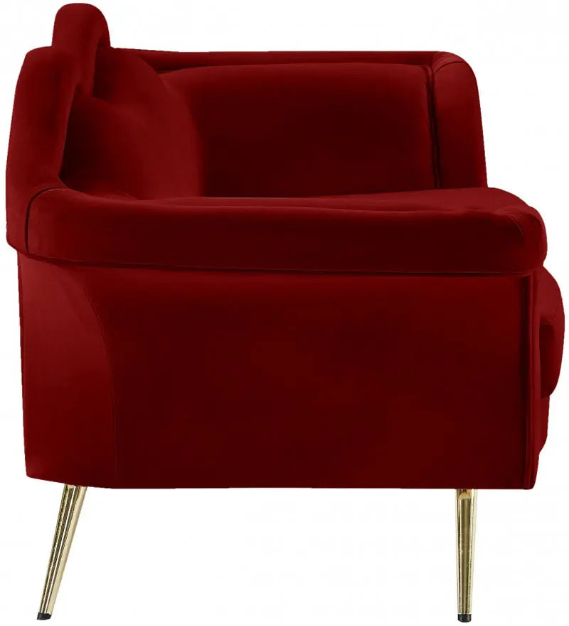 Meridian Furniture - Lips Velvet Loveseat In Red - 607Red-L - ATL FURNITURE