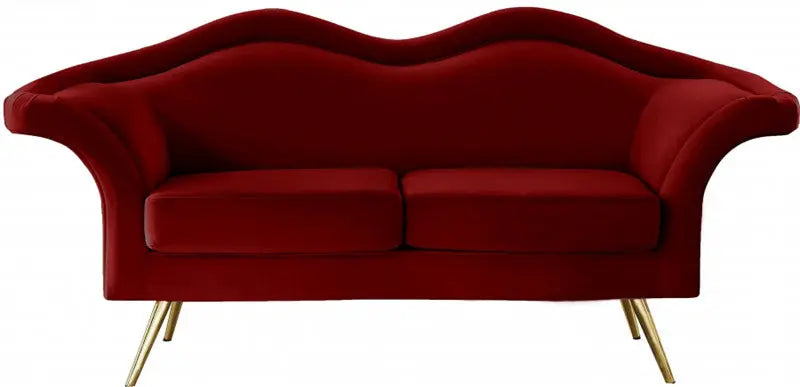 Meridian Furniture - Lips Velvet Loveseat In Red - 607Red-L - ATL FURNITURE