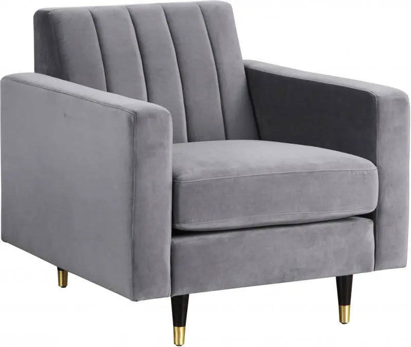 Meridian Furniture - Lola Velvet Chair In Grey - 619Grey-C - ATL FURNITURE