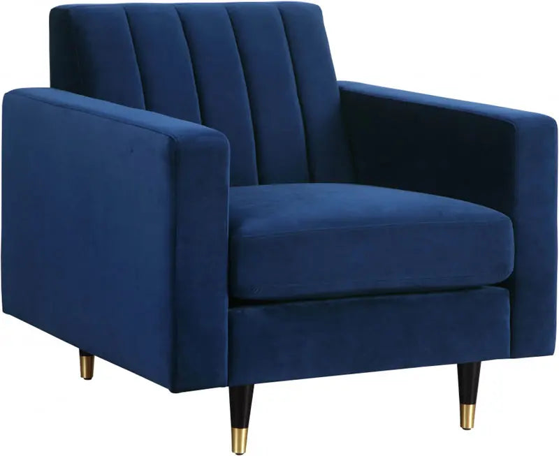 Meridian Furniture - Lola Velvet Chair In Navy - 619Navy-C - ATL FURNITURE