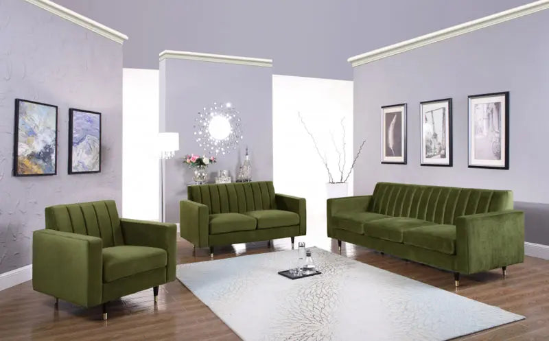Meridian Furniture - Lola Velvet Chair In Olive - 619Olive-C - ATL FURNITURE
