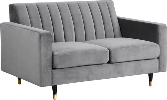 Meridian Furniture - Lola Velvet Loveseat In Grey - 619Grey-L - ATL FURNITURE