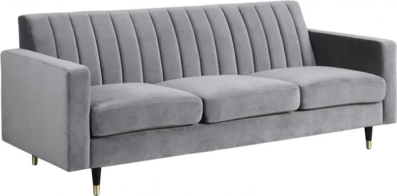 Meridian Furniture - Lola Velvet Sofa In Grey - 619Grey-S - ATL FURNITURE