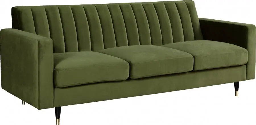 Meridian Furniture - Lola Velvet Sofa In Olive - 619Olive-S - ATL FURNITURE