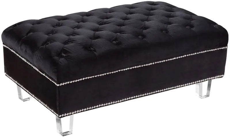 Meridian Furniture - Lucas Velvet Ottoman In Black - 609Bl-Ott - ATL FURNITURE