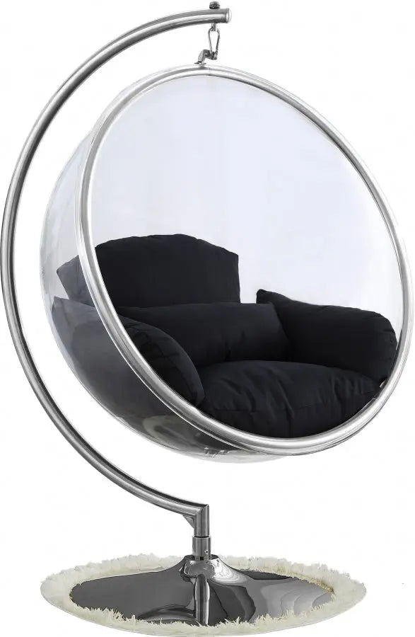 Meridian Furniture - Luna Acrylic Swing Bubble Accent Chair In Black - 507Black - ATL FURNITURE