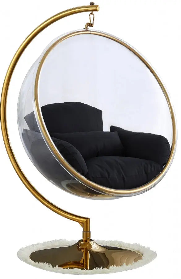 Meridian Furniture - Luna Acrylic Swing Bubble Accent Chair In Black - 508Black - ATL FURNITURE