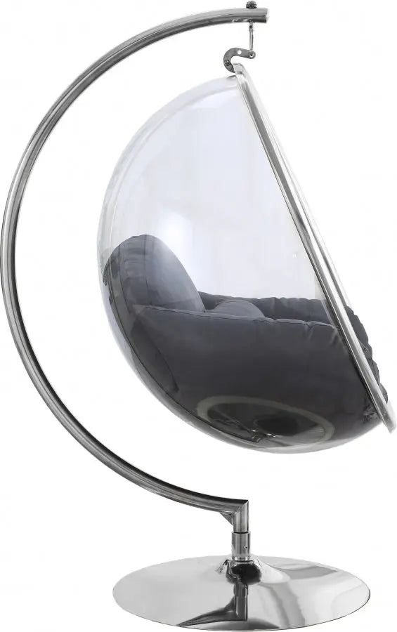 Meridian Furniture - Luna Acrylic Swing Bubble Accent Chair In Grey - 507Grey - ATL FURNITURE