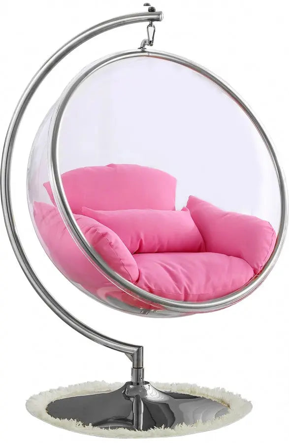 Meridian Furniture - Luna Acrylic Swing Bubble Accent Chair In Pink - 507Pink - ATL FURNITURE