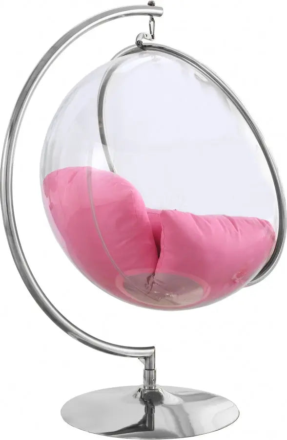 Meridian Furniture - Luna Acrylic Swing Bubble Accent Chair In Pink - 507Pink - ATL FURNITURE